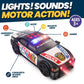Liberty Imports Motorized Police Cruiser Kids Toy Cop Car Electric Model Rush & Rescue Vehicle 1/16 Scale with Button Activated Forward Reverse