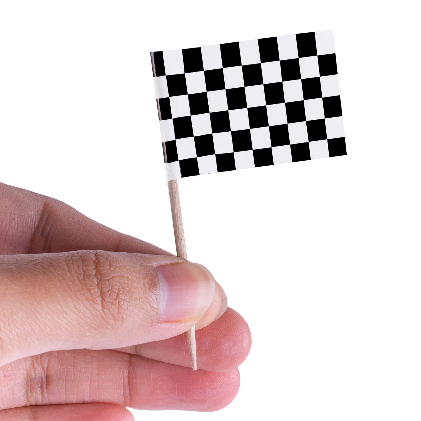 Super Z Outlet 100 Pack Mini Checkered Racing Flag Finish Line Cupcake Toppers Party Decorations Picks Set (2.5 Inches Tall)