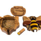 Wood Intarsia Bee Puzzle Box - Handcrafted Wooden Secret Compartment Keepsake Box, Exotic Hardwood Gift for Men & Women, Unique Decorative Bee Art