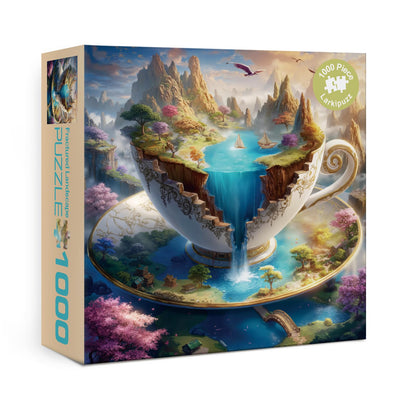 Beautiful Landscape Cup Puzzles for Adults 1000 Pieces, Magic Mountain Waterfall Jigsaw Puzzle, Difficult Nature Art Puzzles