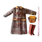 AQQeenmiu Luxury Doll Clothes Set, Plaid Winter Coat with Handbag and Boots, for 11.5-12 inch Fashion Dolls, Brown Tartan Pattern