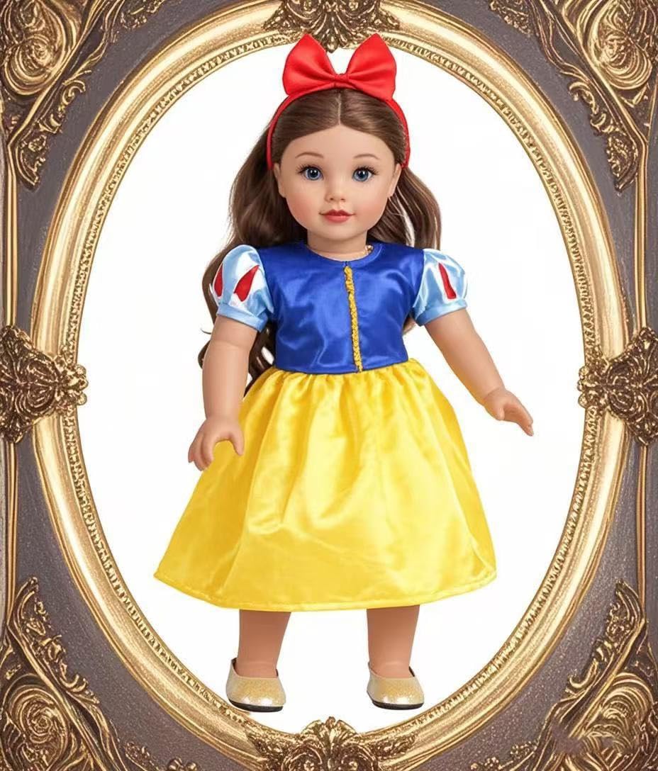Sweet Dolly 18 Inch Doll Clothes 6 Sets Princess Dresses Accessories Costume Jasmine Aurora Belle Snow White for 18 Inch Dolls