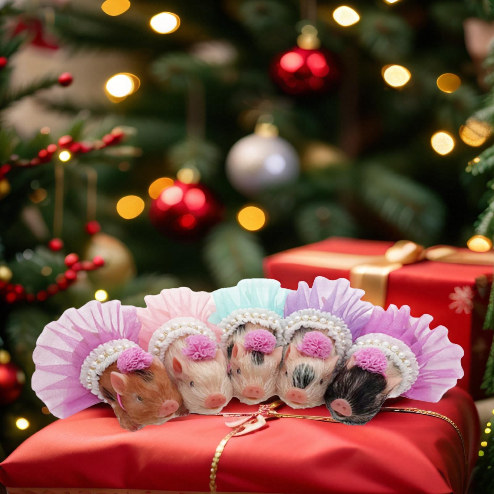 VOLOBE Silicone Piglet with Pink Portable Carrier Bag, 5 Inches Realistic Piglet with Sleeping Pad Accessories for Kids Boy Girl Christmas Birthday