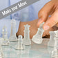Gamie Premium Glass Chess Set, 12 Inch - Elegant Design - Durable Build - 32 Frosted and Clear Pieces - Felted Bottoms - Easy to Carry - Stable