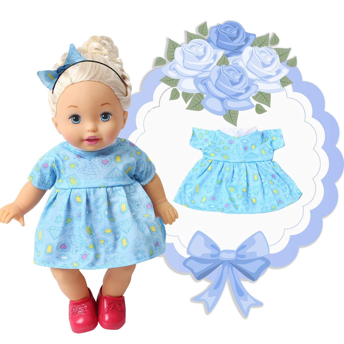 NA BOBO Clothes Set of 6 for 12-14-16 Inch Alive Lovely Baby Doll Clothes Dress Outfits Costumes Dolly Pretty Doll Cloth Handmade Girl Christmas