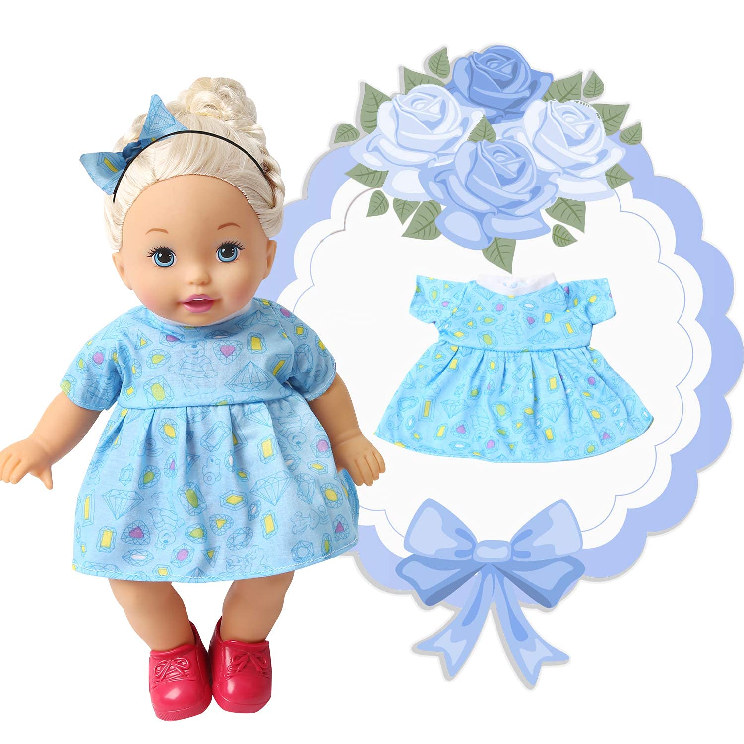 NA BOBO Clothes Set of 6 for 12-14-16 Inch Alive Lovely Baby Doll Clothes Dress Outfits Costumes Dolly Pretty Doll Cloth Handmade Girl Christmas