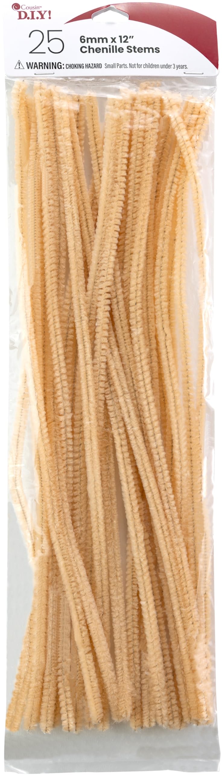 Cousin DIY Beige Chenille Pipe Cleaners, 6mm x 12 inch, 25 Pack