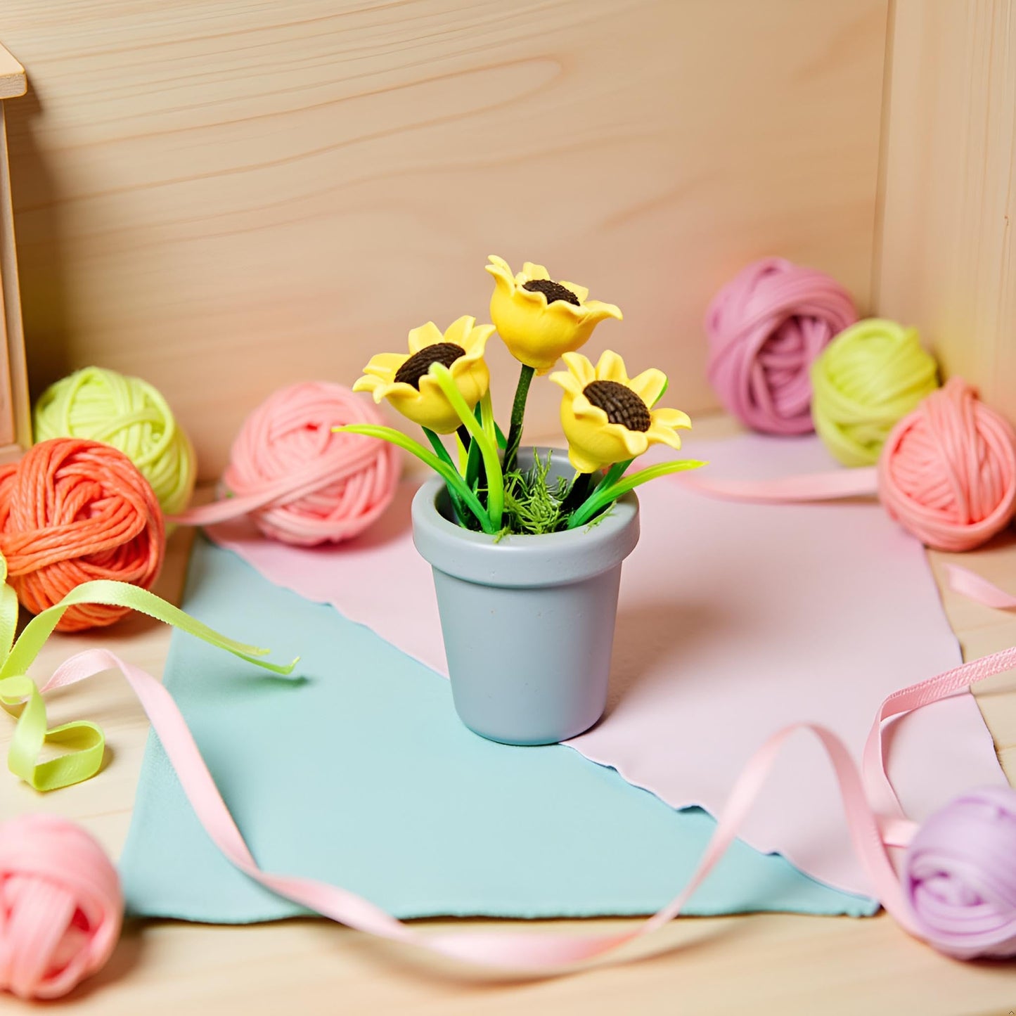 1Pc Miniature Sunflower, 1/12 Scale Miniature Dollhouse Accessories Decor, Resin Doll House Mini Sunflower Imagination DIY Micro Scene Decor