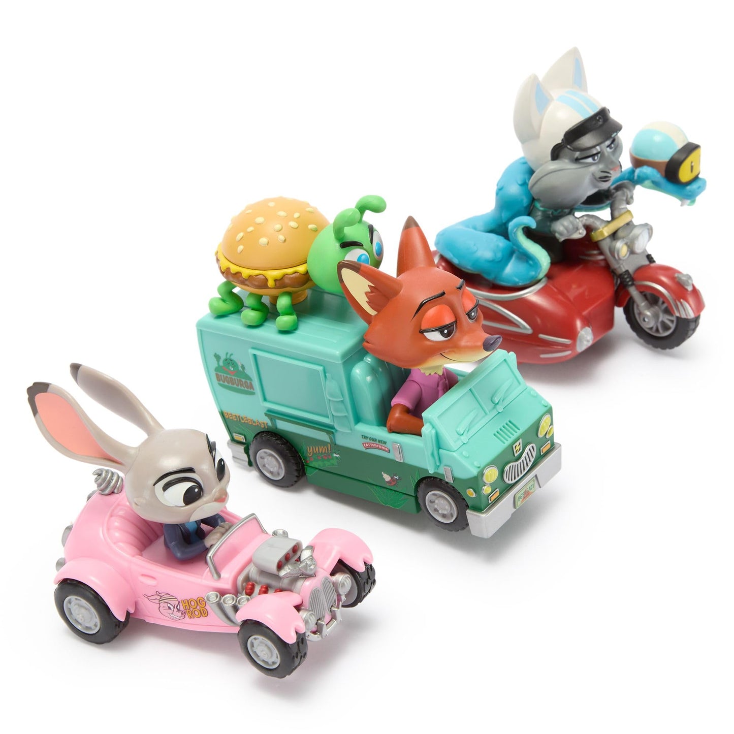 Disney Store Official Zootopia 2 Pullback Stunt Vehicles Set - 3-Vehicle Set with Judy Hopps, Nick Wilde, Gary De'Snake & Pawbert Lynxley - Zootopia