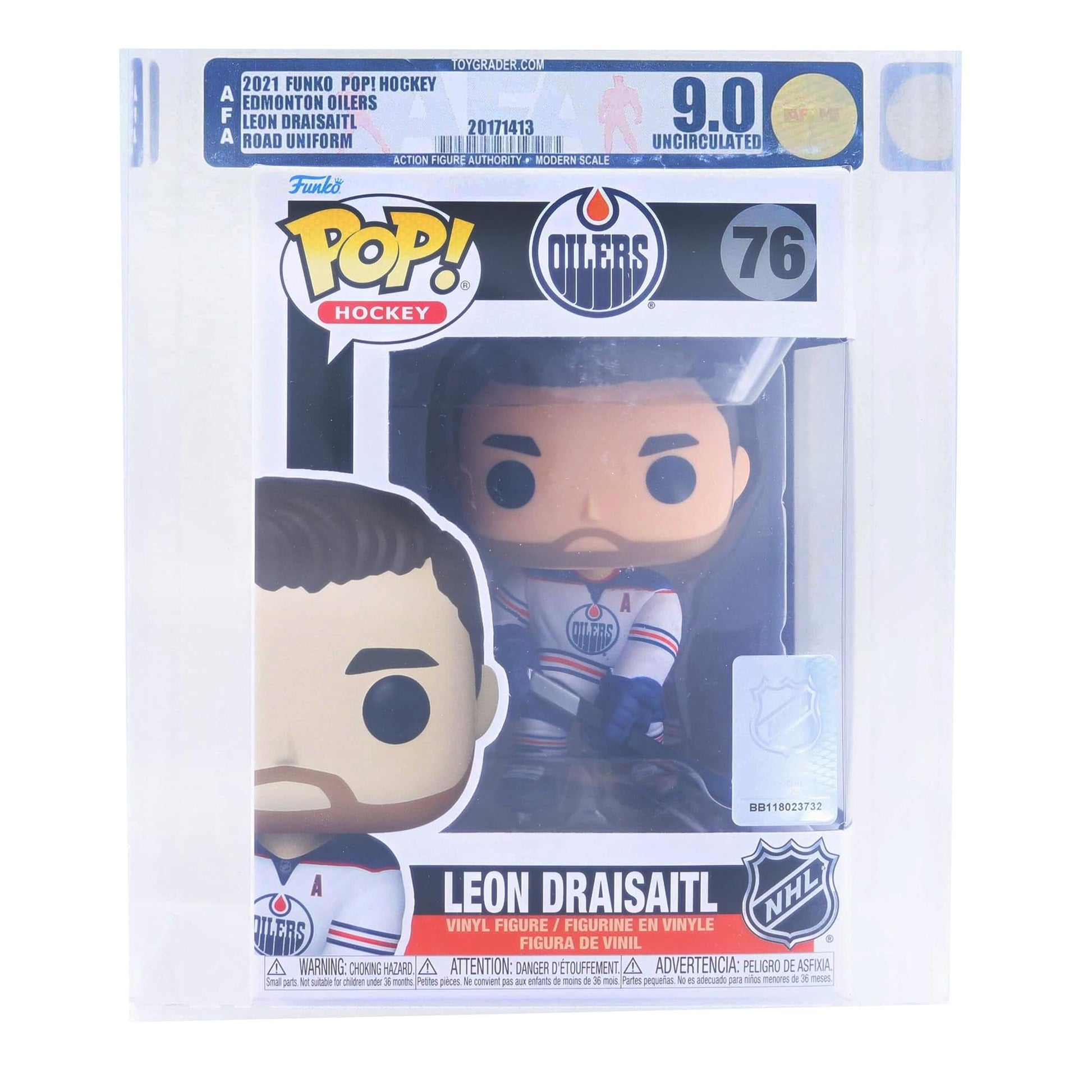 Funko Edmonton Oilers NHL POP | Leon Draisaitl (Road Uniform) | Rated AFA 9.0