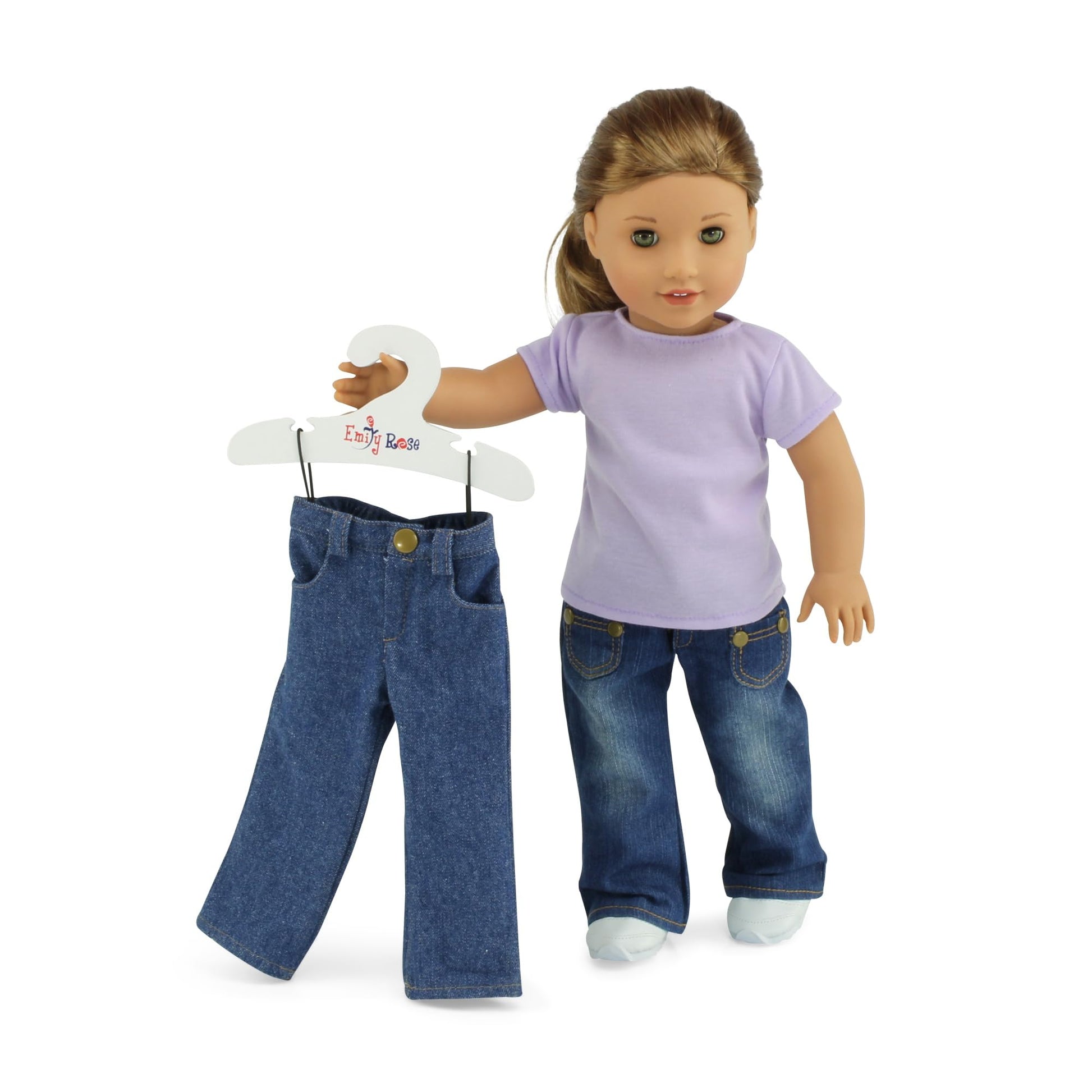 Emily Rose 18 Inch Doll Clothes Hangers 5-Pack White | Closet Storage Organizer Compatible with American Girl and Our Generation Doll Clothing | 18”