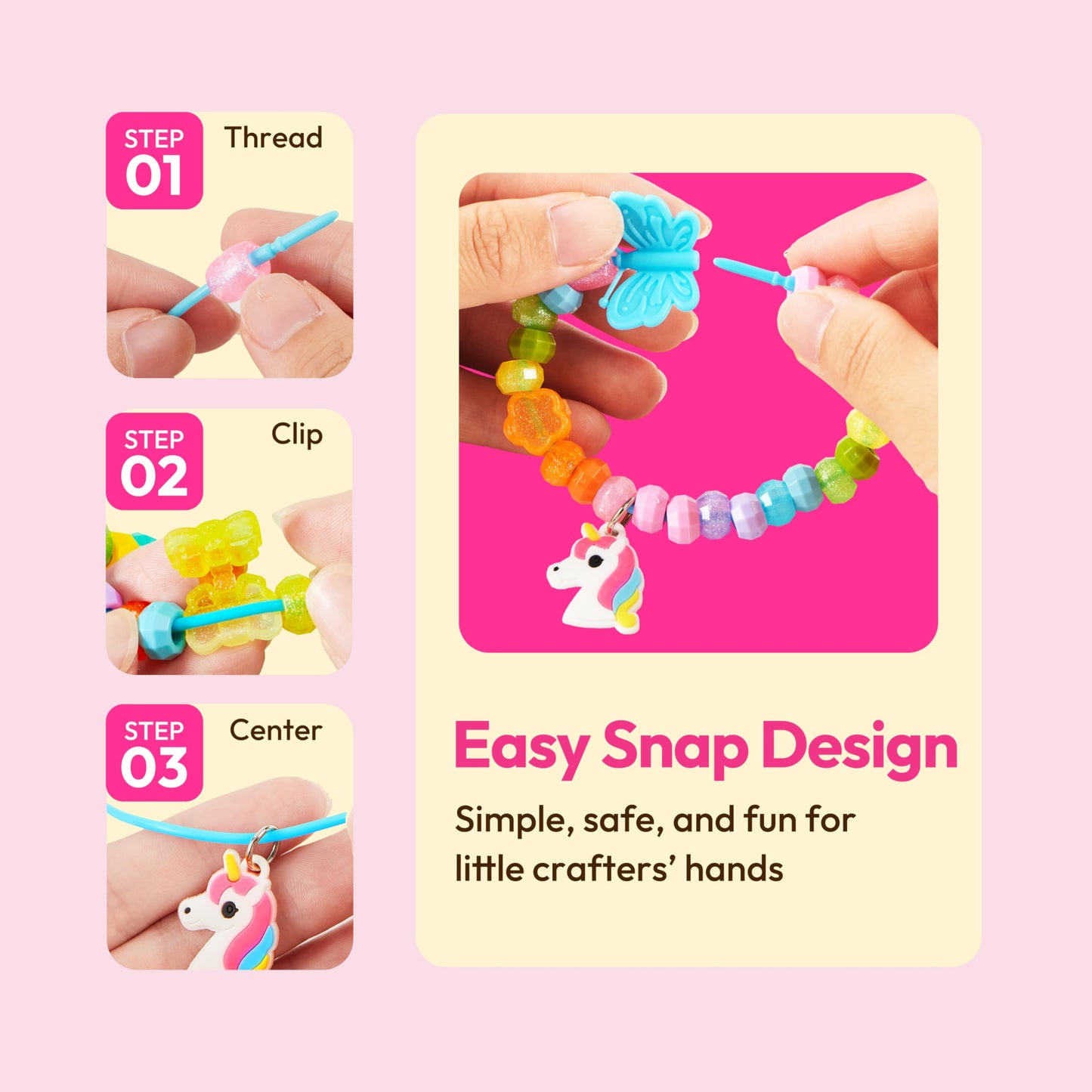 JOVA Klever Kits Jewelry Making Kit, Bracelet Making Kit with Bead, Kids Jewelry Bracelet Kit, DIY Kit with 350+ Colorful Beads, Flower-Shaped Storage