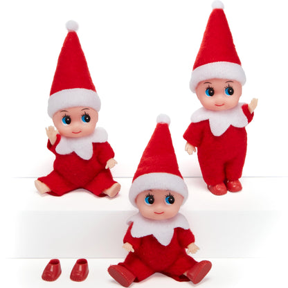 JOYIN 3PCS Christmas Red Tiny Elf Doll Soft Plush Toy for Xmas Decor Gift Accessories and Props, Christmas Party Decoration and Stocking Stuffers
