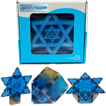 CreateOn Hanukkah Starter Set - Magnetic Tiles, Building Set for Kids, Magnetic Building Toy, STEM Travel Toys for Boys and Girls Ages 3+, 13-Piece