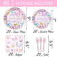149 Pcs Butterfly Baby Shower Party Supplies Pink A Little Butterfly Is On The Way Tableware Includes Hanging Swirl, Plates, Cups, Straws, Tablecloth