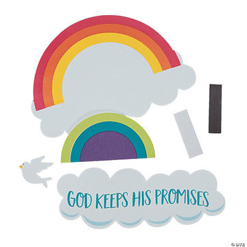 Fun Express Rainbow Magnet Craft Kit for Kids - 12 Pieces - Creative DIY Crafting with God Keeps His Promises Theme - Self-Adhesive Foam - Perfect