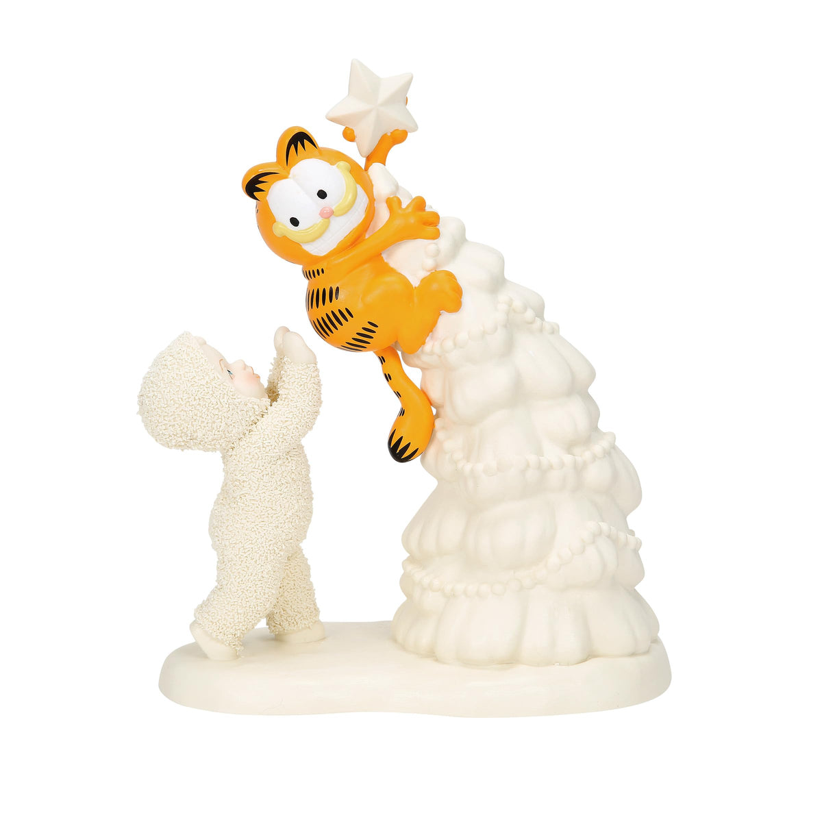 Department 56 Snowbabies Garfield Be Careful Climbing Christmas Tree Figurine, 7.48 Inch, Multicolor