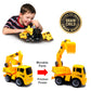 MUKIKIM Construct A Truck - Excavator. Take it Apart & Put it Back Together + Friction Powered(2-Toys-in-1!) Awesome Award Winning Toy That Encourages