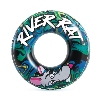 Intex River Rat 48 Inch Inflatable Vinyl Towable Boat Floating Tube Raft for Swimming Pool and Lake in Green Rat or Graffiti Rat Design, Color Varies