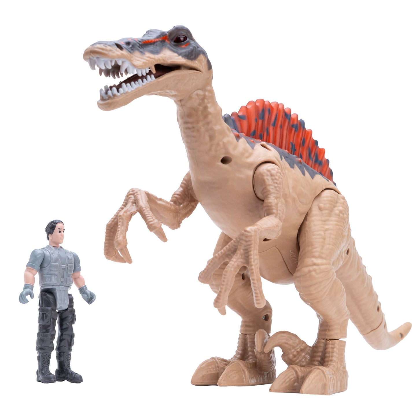 Animal Planet Electronic Dinosaur Battle Set - Light-Up Roaring T. Rex & Spinosaurus with Action Figure - Dinosaur Toys for Kids Ages 3+