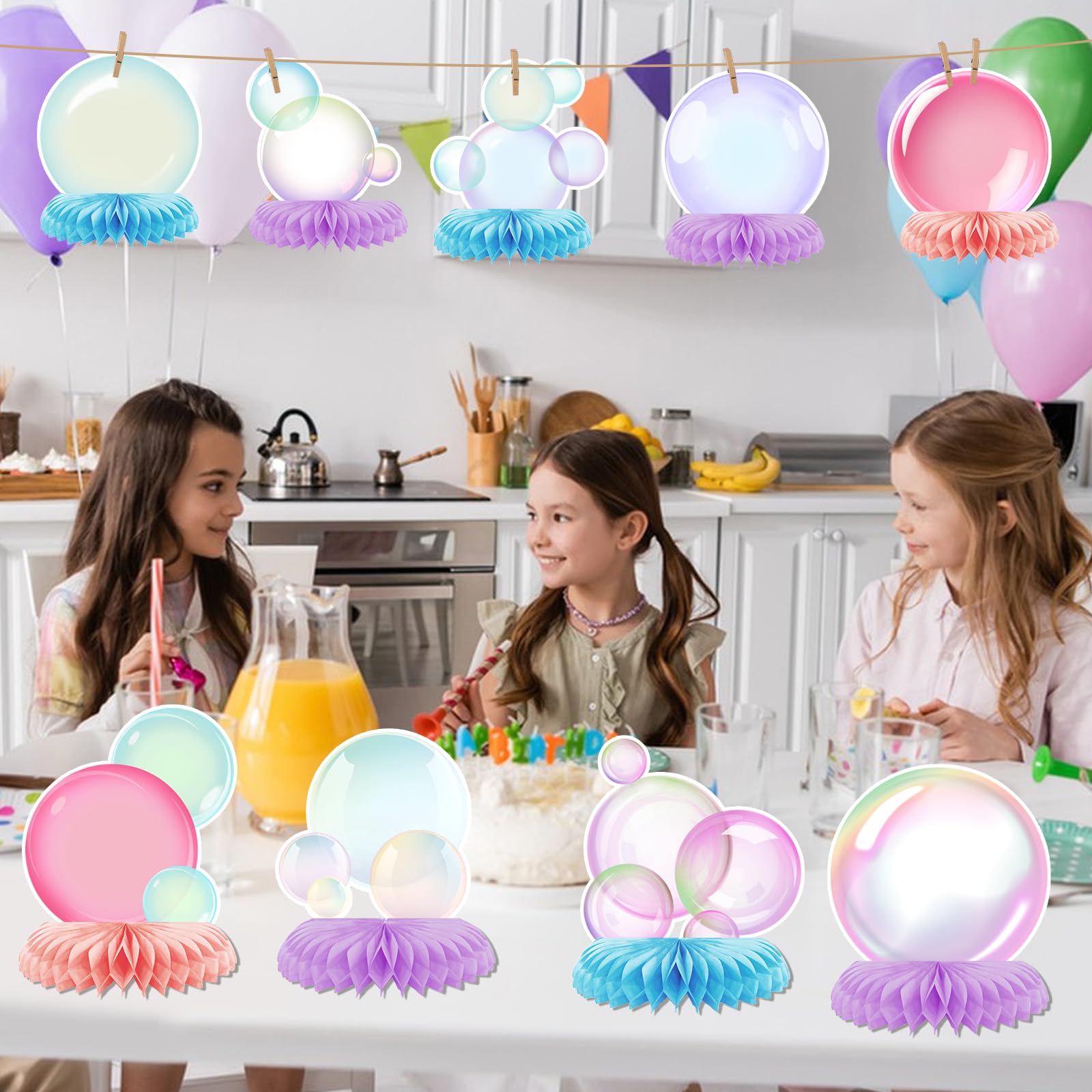 10 Pcs Bubble Honeycomb Centerpieces Bubble Table Decorations Bubble Party Decorations Mermaid Centerpieces for Tables Under The Sea Table Decorations