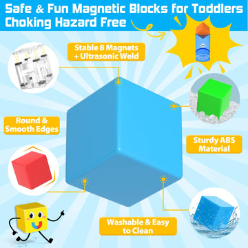 48PCS Magnetic Blocks for Toddlers Outdoor Toys, Large Magnetic Cube Toy for Sensory Montessori Education Preschool Magnet Toys for 3 4 5 6 Year Old