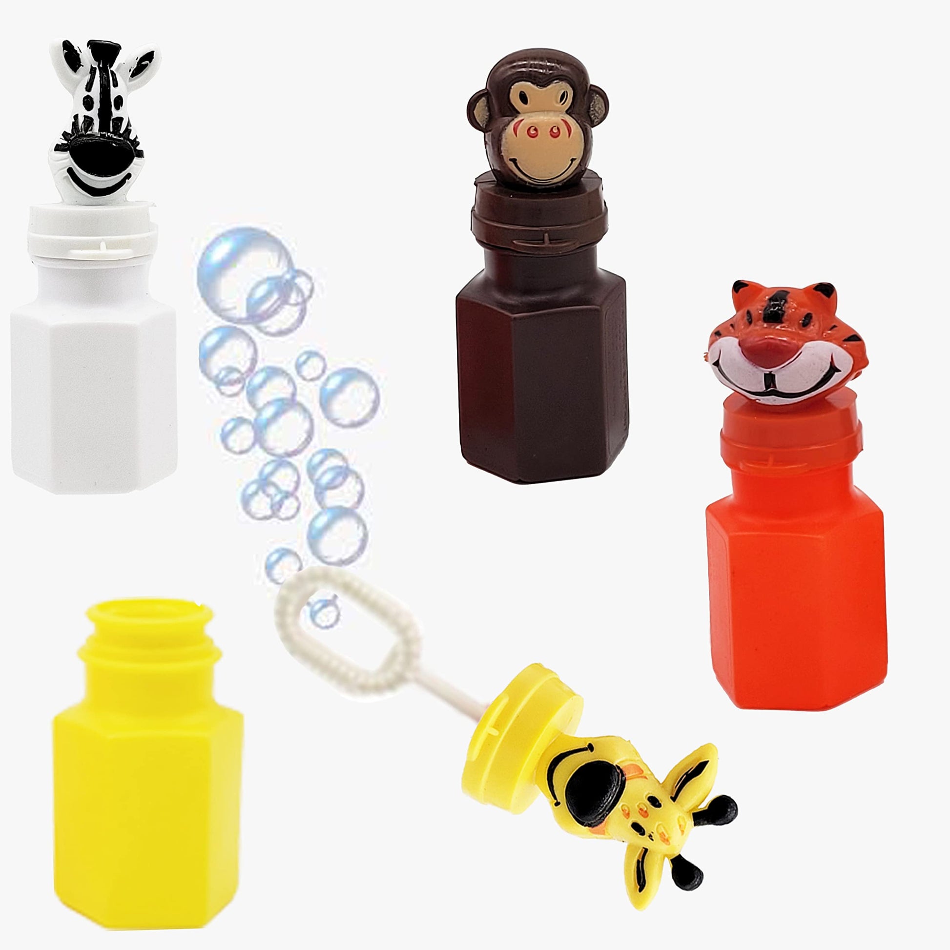 Animal Safari Zoo Bubbles, Includes Bubble Wand - Pack of 12 Hexagon Jungle Bubble Bottles Party Favors, 3" Bottle Themed Birthday Party Favors, Goody