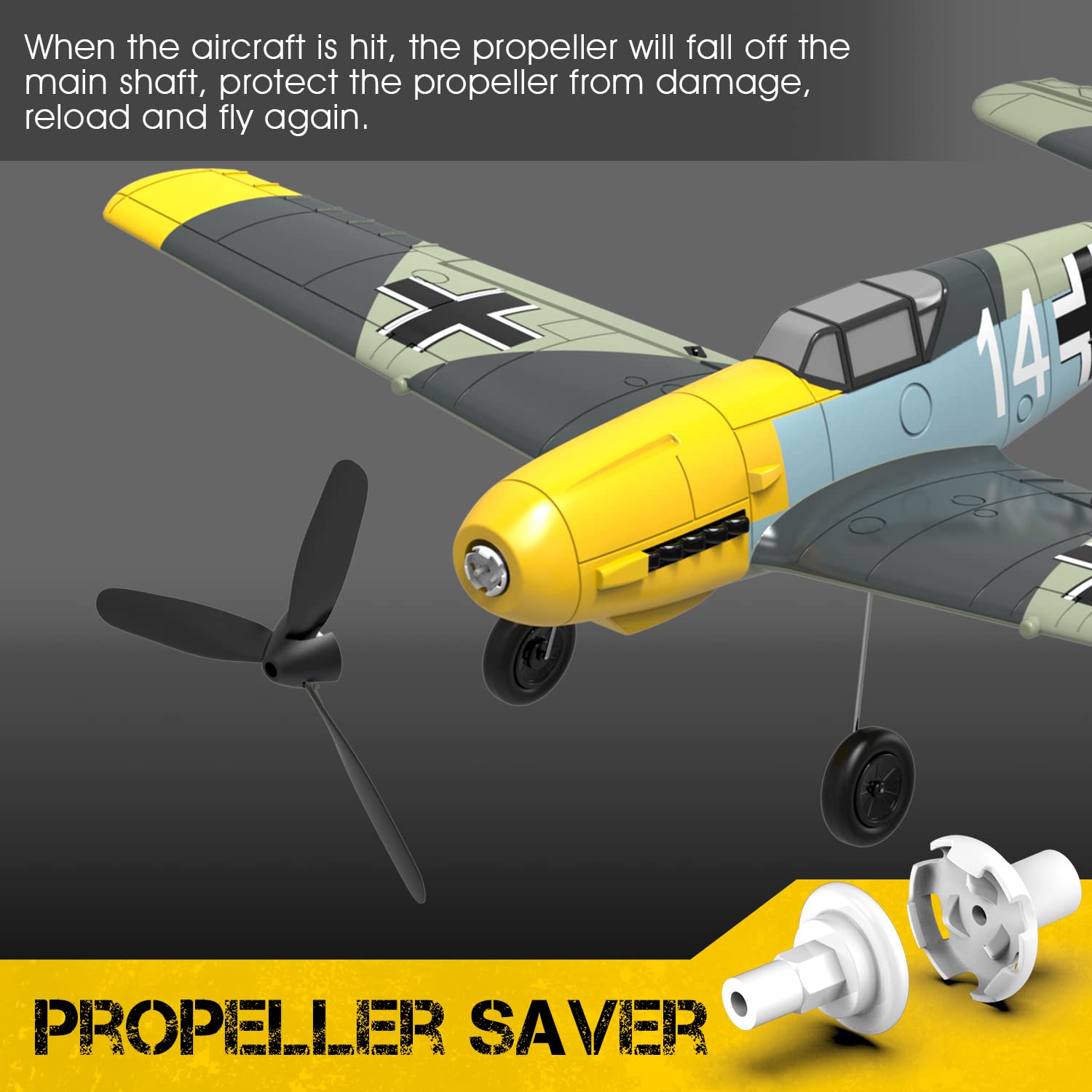 FLYCOLOR 3 Sets Rc Plane 3-Blade Propeller with Propeller Savers and one Adapters for VOLANTEXRC 761-11 761-12 761-13 P40 BF109 Airplane