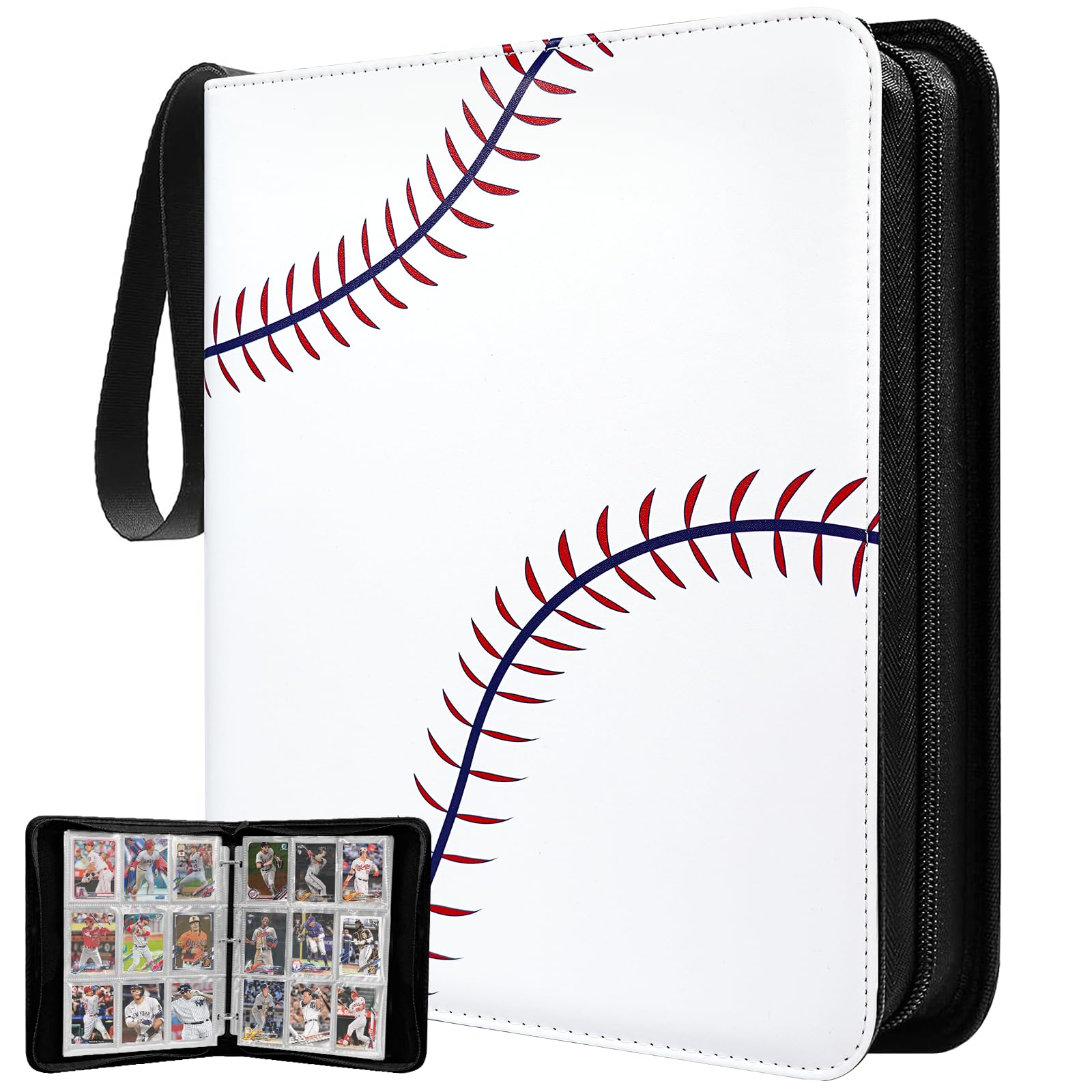 TLAZZ 990 Pockets Baseball Card Binder, Trading Card Collection Binder with 55 Removable Sleeves, Double Sided Pocket Sports Card Binder for MTG TCG