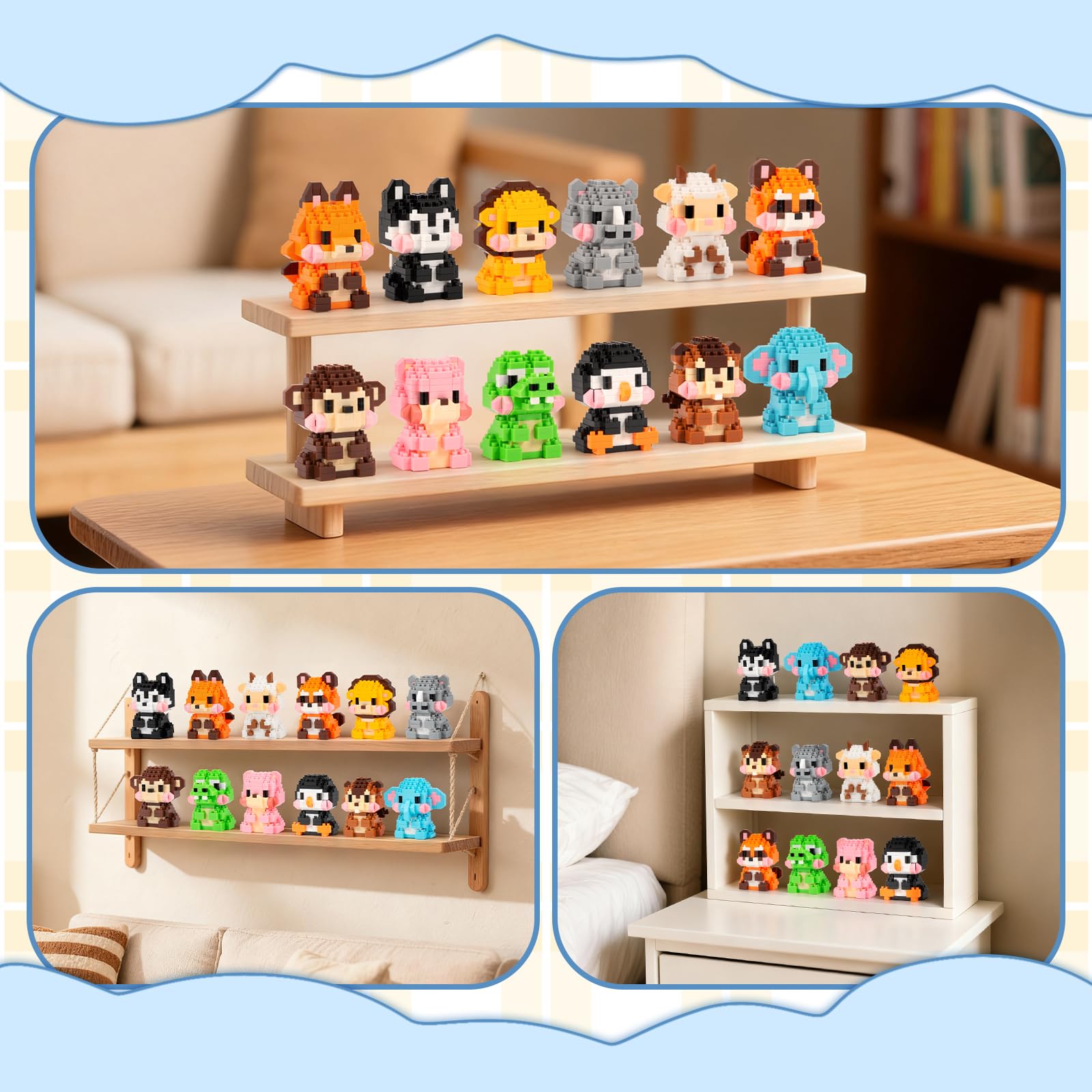 HIGH GODO Animal Party Favors Building Blocks, 12 Pack Mini Animals Building Set, Goodie Bag Stuffers, Classroom Small Prize Toys Gifts for Adults