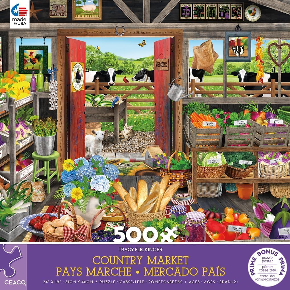 Ceaco - Country Market - 500 Piece Jigsaw Puzzle for Adults