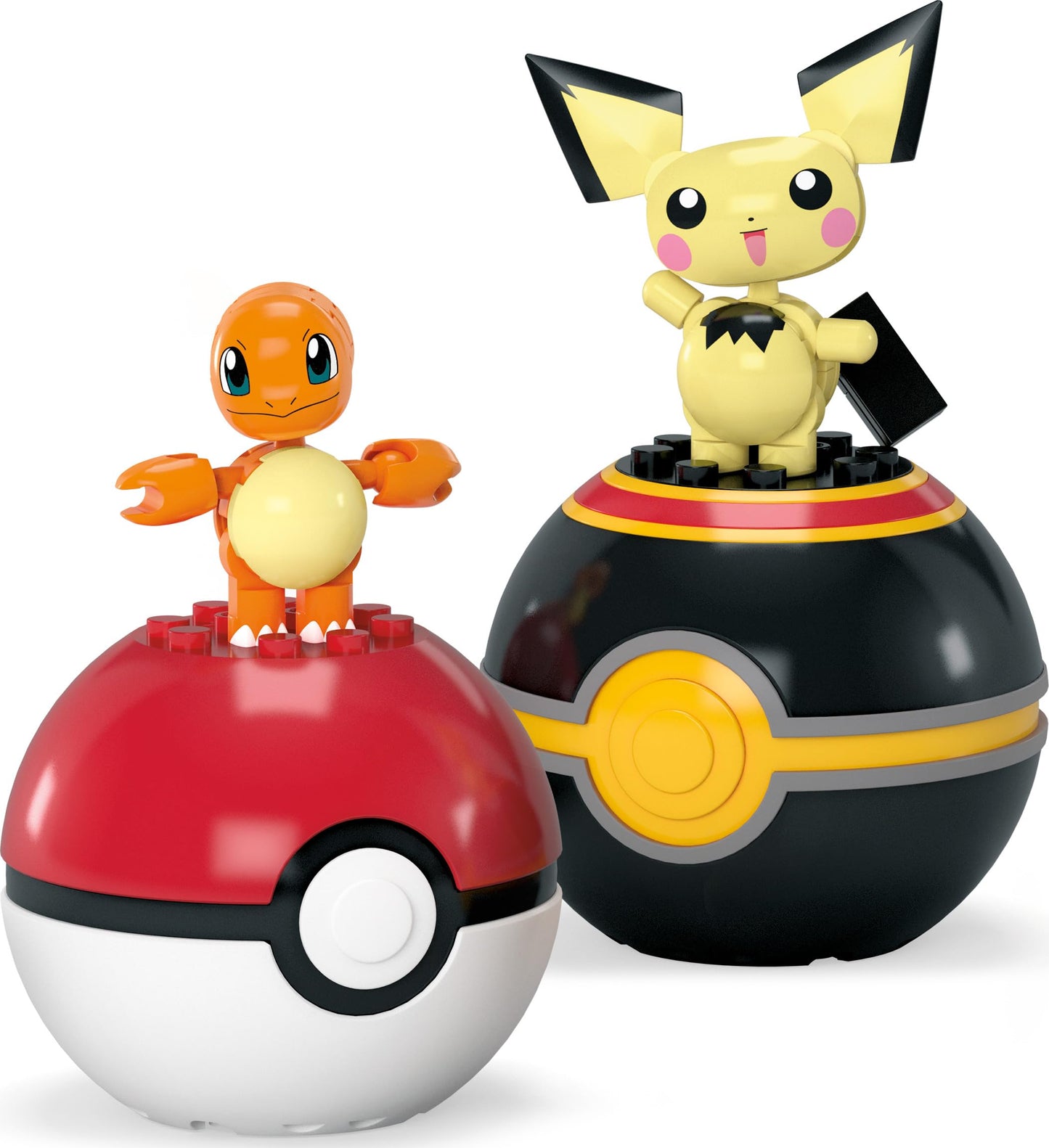 MEGA Pokémon Building Toys Set Pichu & Charmander with 40 Pieces, 2 Poseable Characters and Poké Ball, 2 Inches Tall, for Kids