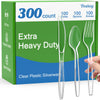 Dealusy 300 Count Extra Heavy Duty Clear Plastic Silverware, 100 Forks, 100 Spoons, 100 Knives, BPA-Free, Heat Resistant, Disposable Plastic Utensils