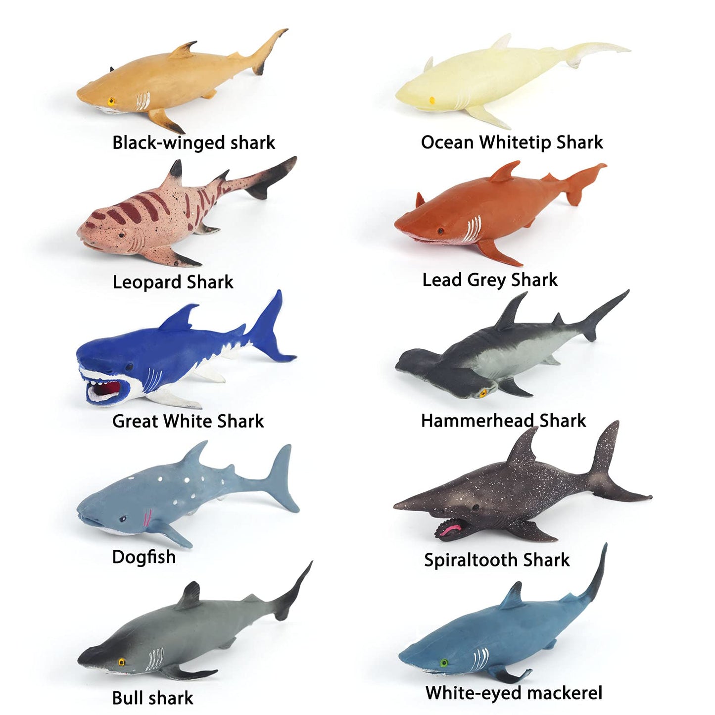 Axbotoy 10 Pack Shark Toys,8" Soft and Stretchy Realistic Shark Toy Set,Floating Bathtub Toys and Birthday Party Favors for Boys Girls Kids