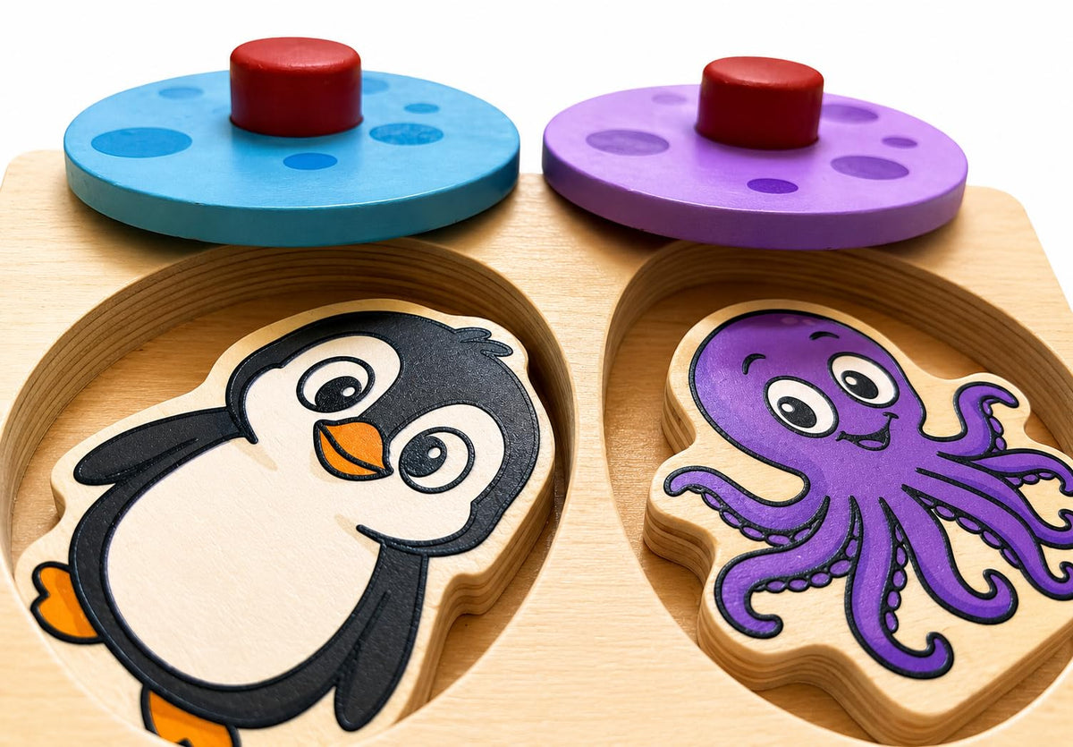 Egg Hatching Animal Puzzle for Toddlers 1-3, Wooden Montessori Toy