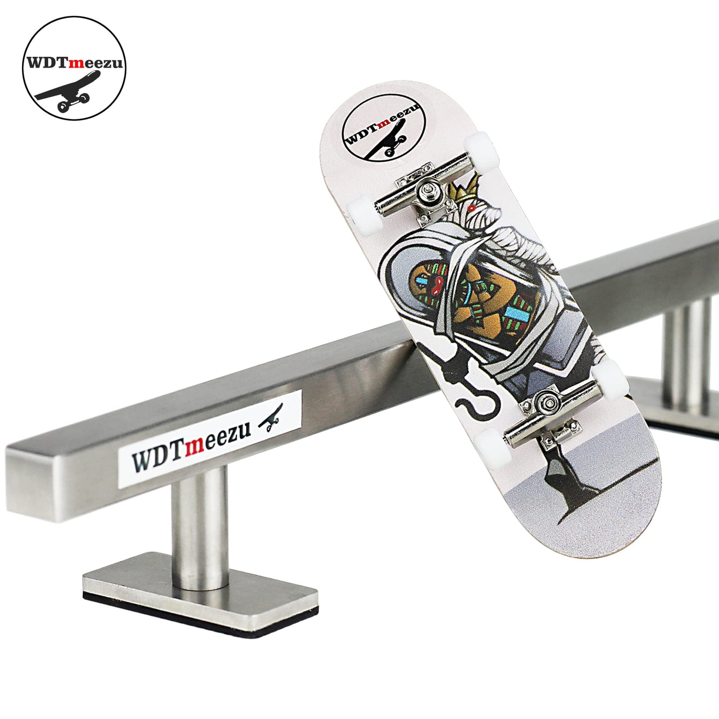WDTMEEZU Wood Fingerboard and Finger Skateboard Flat Rail Set Fingerboard with Bearing Wheels and Professional Prop for MINI Skateboard Rail Made