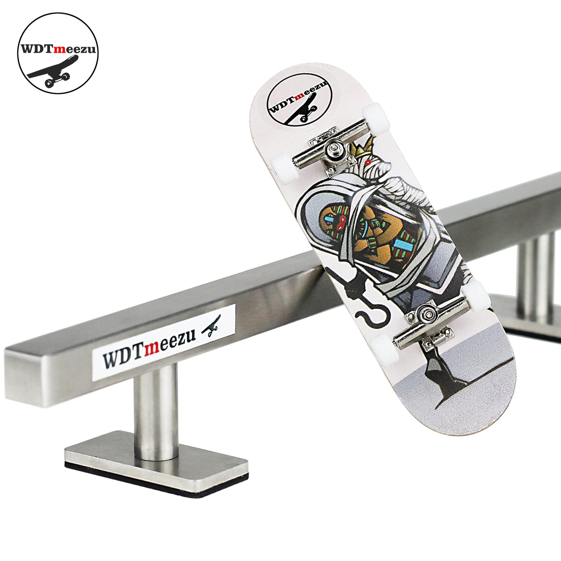 WDTMEEZU Wood Fingerboard and Finger Skateboard Flat Rail Set Fingerboard with Bearing Wheels and Professional Prop for MINI Skateboard Rail Made