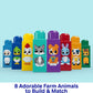 MEGA BLOKS First Builders Toddler Block Toys Set, Build & Match Animal Tractor with 30 Pieces, Learn Animals and Colors, Red and Blue, Ages 1+ Years