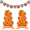 2 Pack Self Standing Basketball Foil Balloons 3.5 ft with Field Base for Birthday Themed Party Decoration Sports Supplies Decor (Basketball Pile) (2