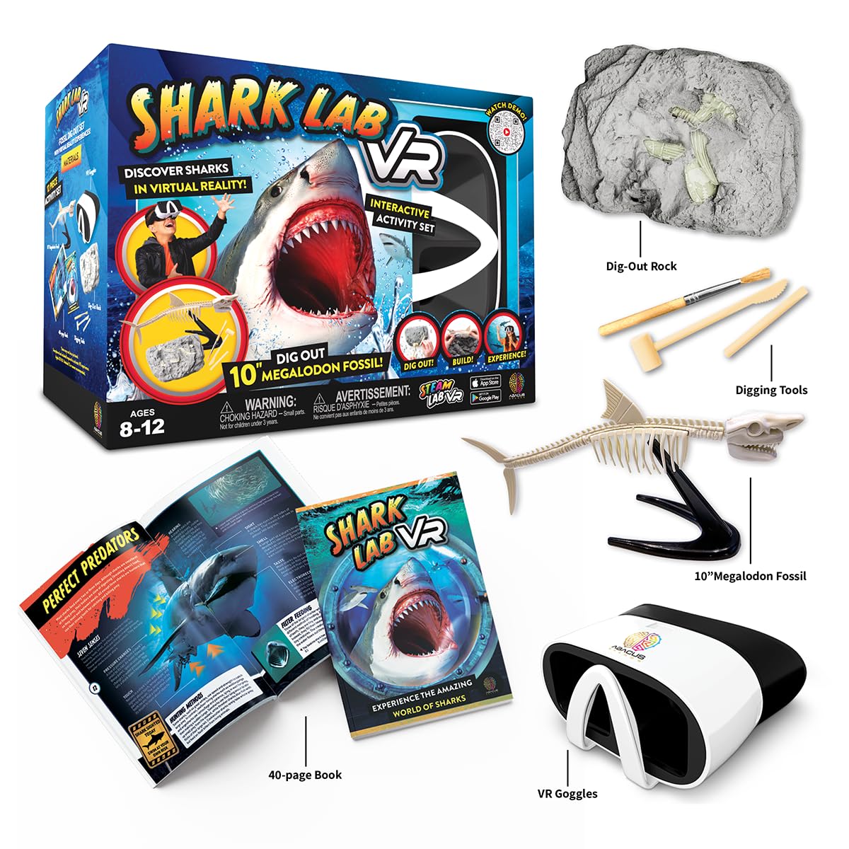 Abacus Brands STEAM Shark Lab VR - Illustrated Interactive VR Book and STEAM Learning Activity Set - for Ages 8 and Up