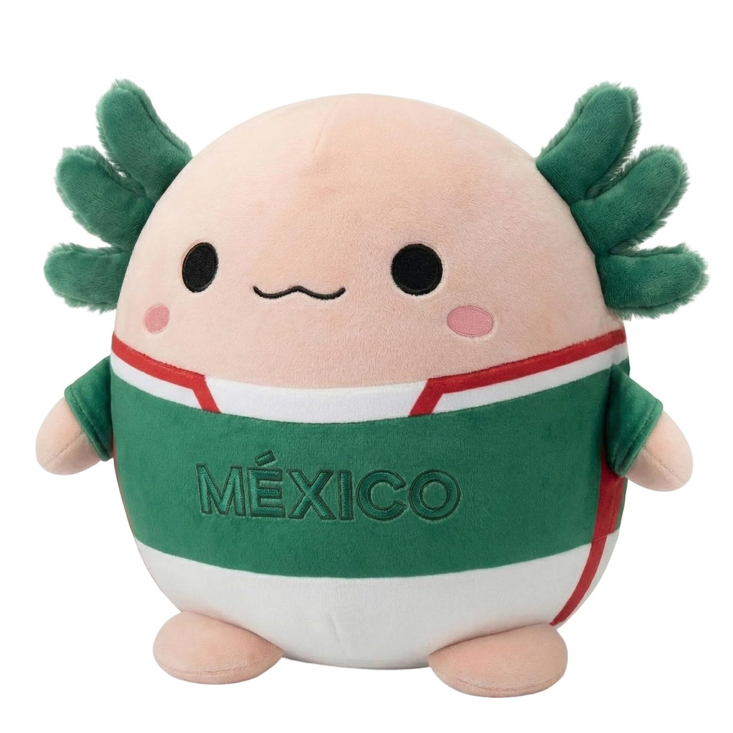 Qodwnep Mexico Axolotl Plush Pillow, Cute Axolotl Stuffed Animal Plush with Soccer Jersey, Soft Salamander Plushies Cushion for Fans, Room Decor Gifts