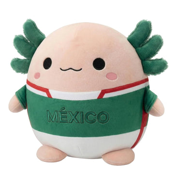 Qodwnep Mexico Axolotl Plush Pillow, Cute Axolotl Stuffed Animal Plush with Soccer Jersey, Soft Salamander Plushies Cushion for Fans, Room Decor Gifts