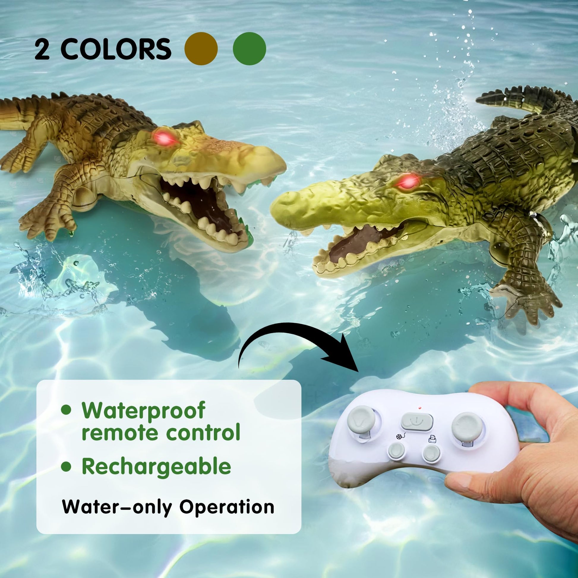 Moskiddo Remote Control Boat Crocodile Water Toy for Kids 3-5, 5-7, 10-12, RC Alligator for Boys 4-6, 6-8, Top Summer Swimming Pool/Lake Toys for Kids