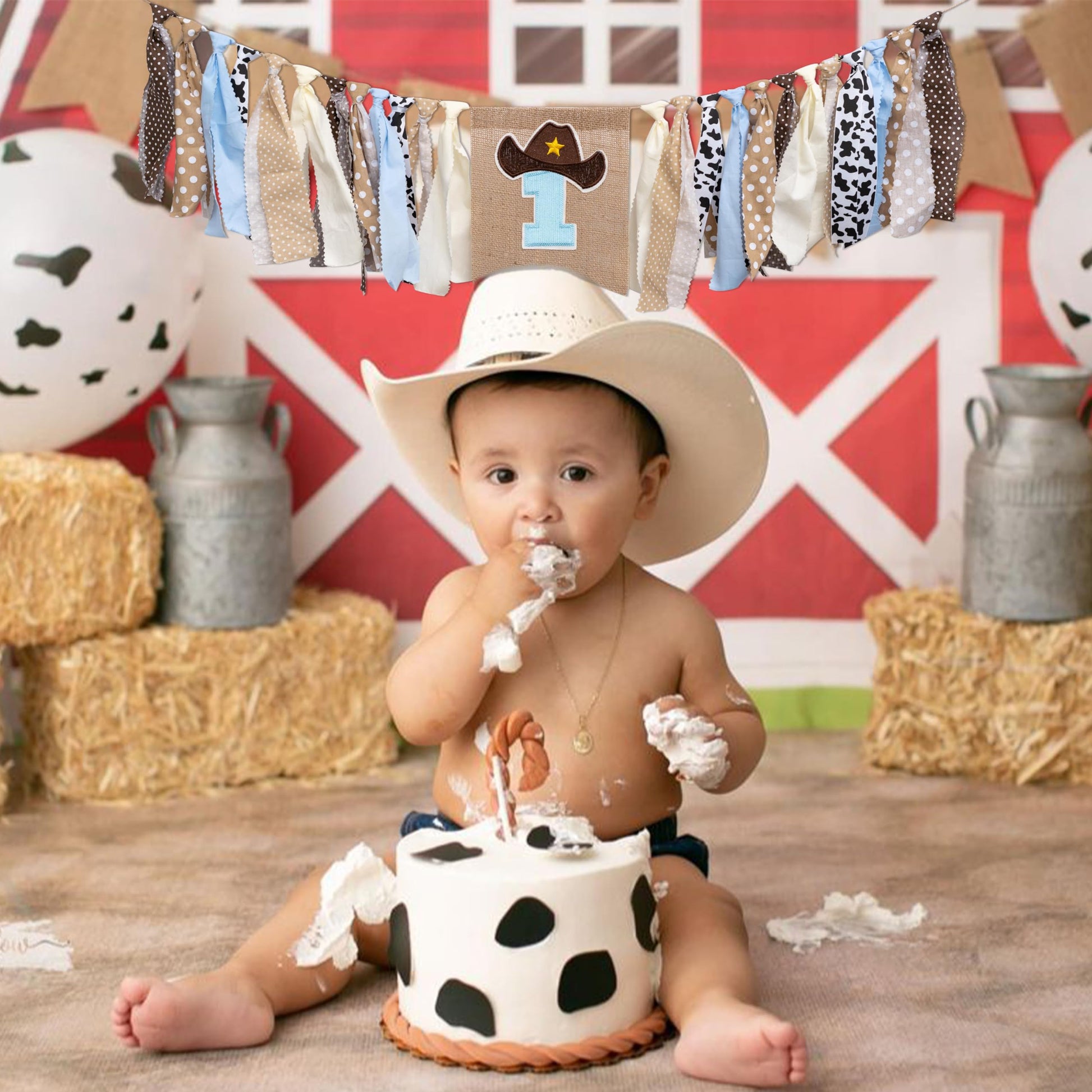 Vgaruint Cowboy Rodeo 1st Birthday High Chair Banner
