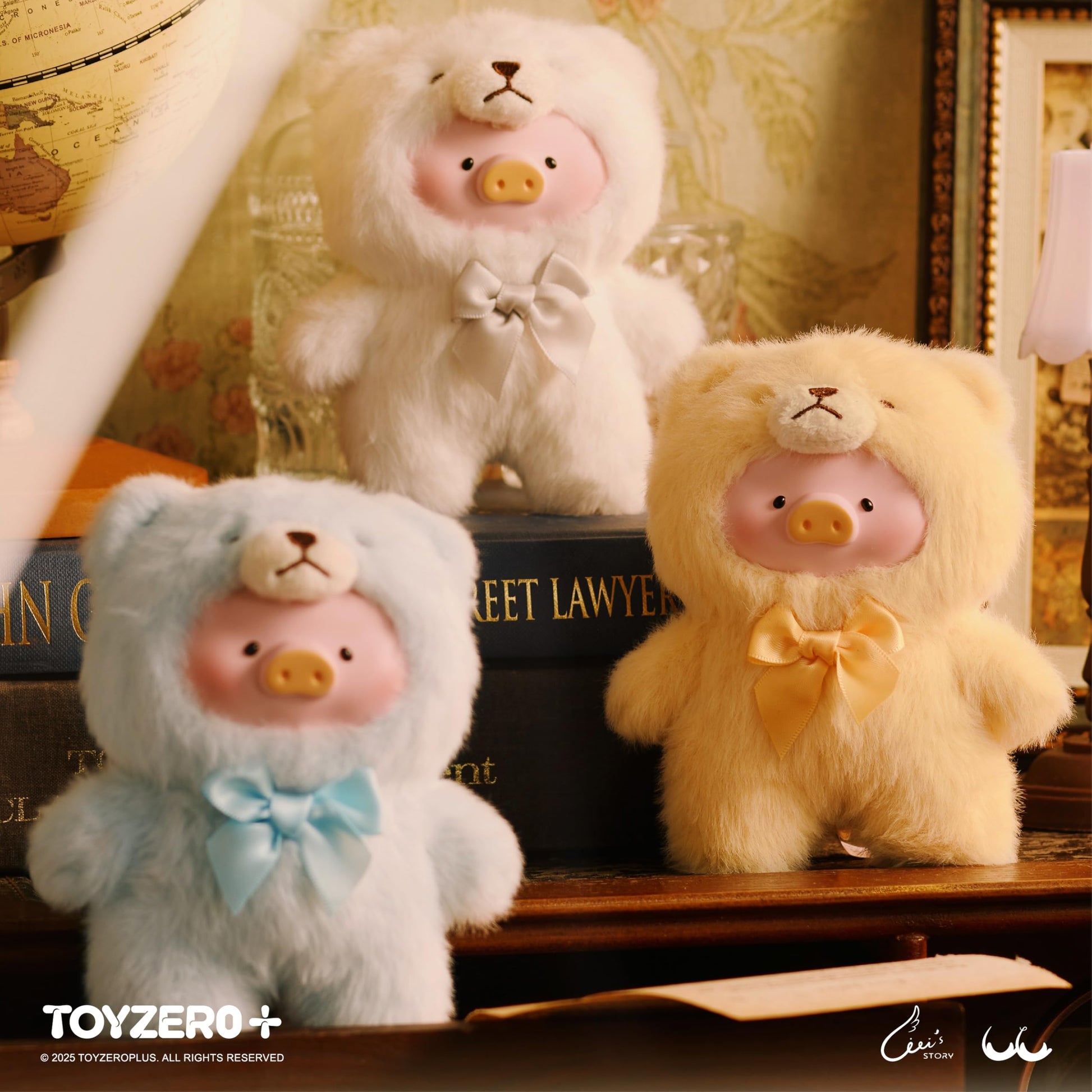 TOYZERO + Official Lulu The Piggy Blind Box-Vintage Teddy Shop Series Plush Keychain Blind Boxes Figures Cute Stuffed Animals Mystery Box Collectibles