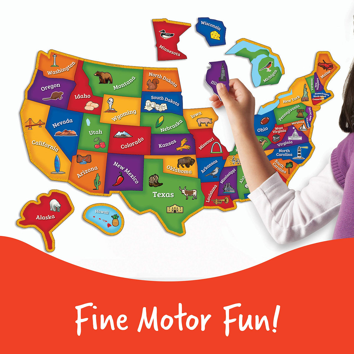 Learning Resources Magnetic U.S. Map Puzzle - Educational Map of the United States of America, Geography Matching Games, Kids Homeschool and Classroom