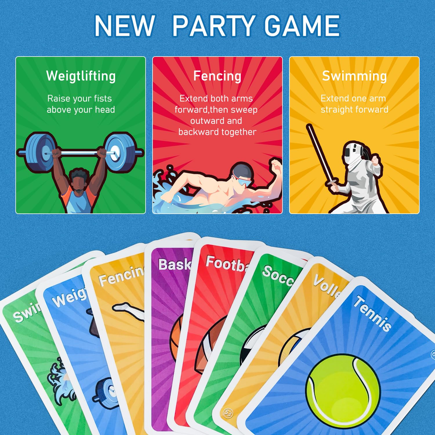 Sports Card Game - Soccer Basketball Volleyball Football Tennis - Speed-Matching Board Games for Adults Wildly Entertaining & Easy to Learn