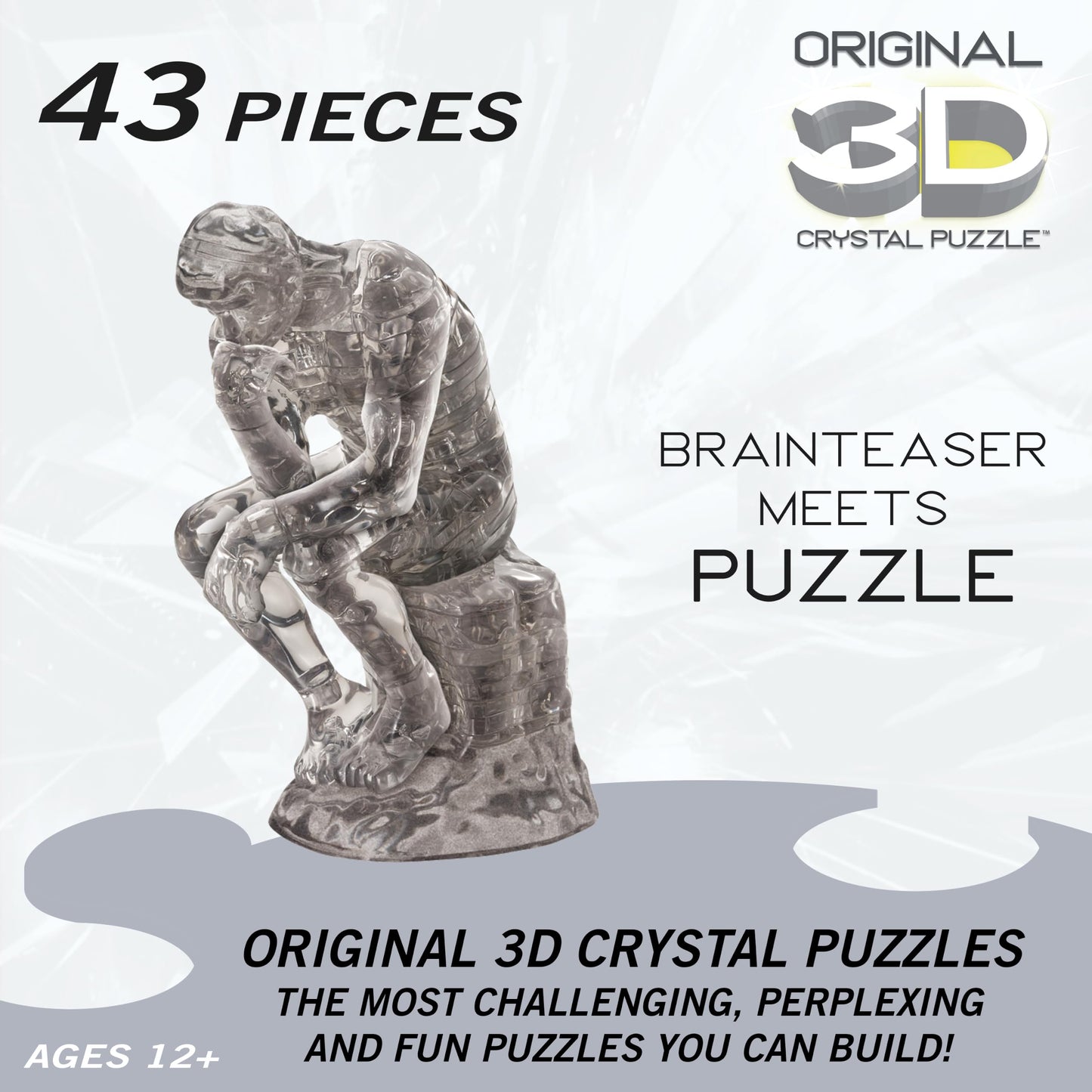 Thinker Crystal 3D Puzzle, 41-Piece Brain Teaser, Ages 12+