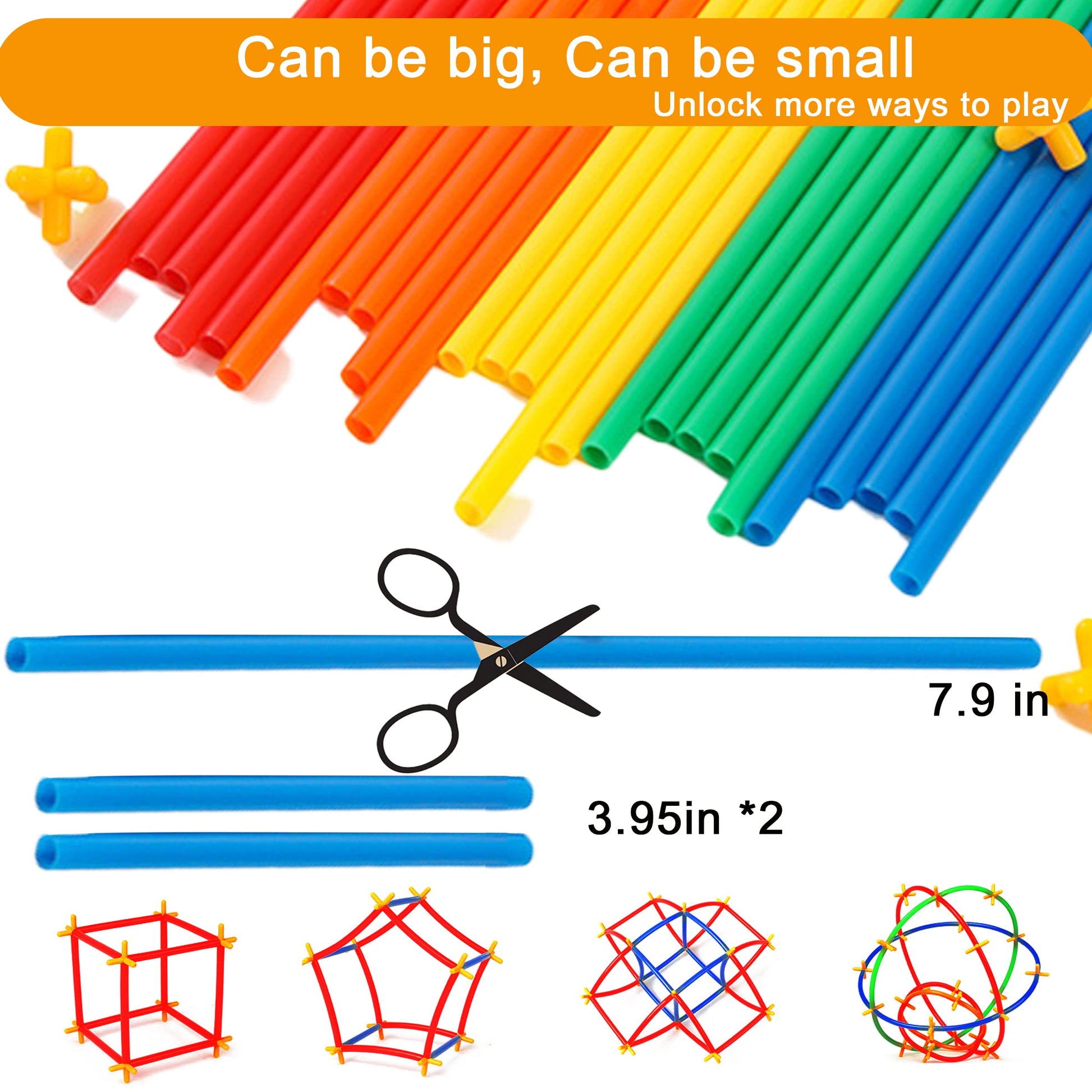 RAINBOW TOYFROG Straw Constructor Toys Stem Building Toys - 300 Pcs Connectors Toy Building Sets Kids Toys for Boys & Girls - Straw Building Set