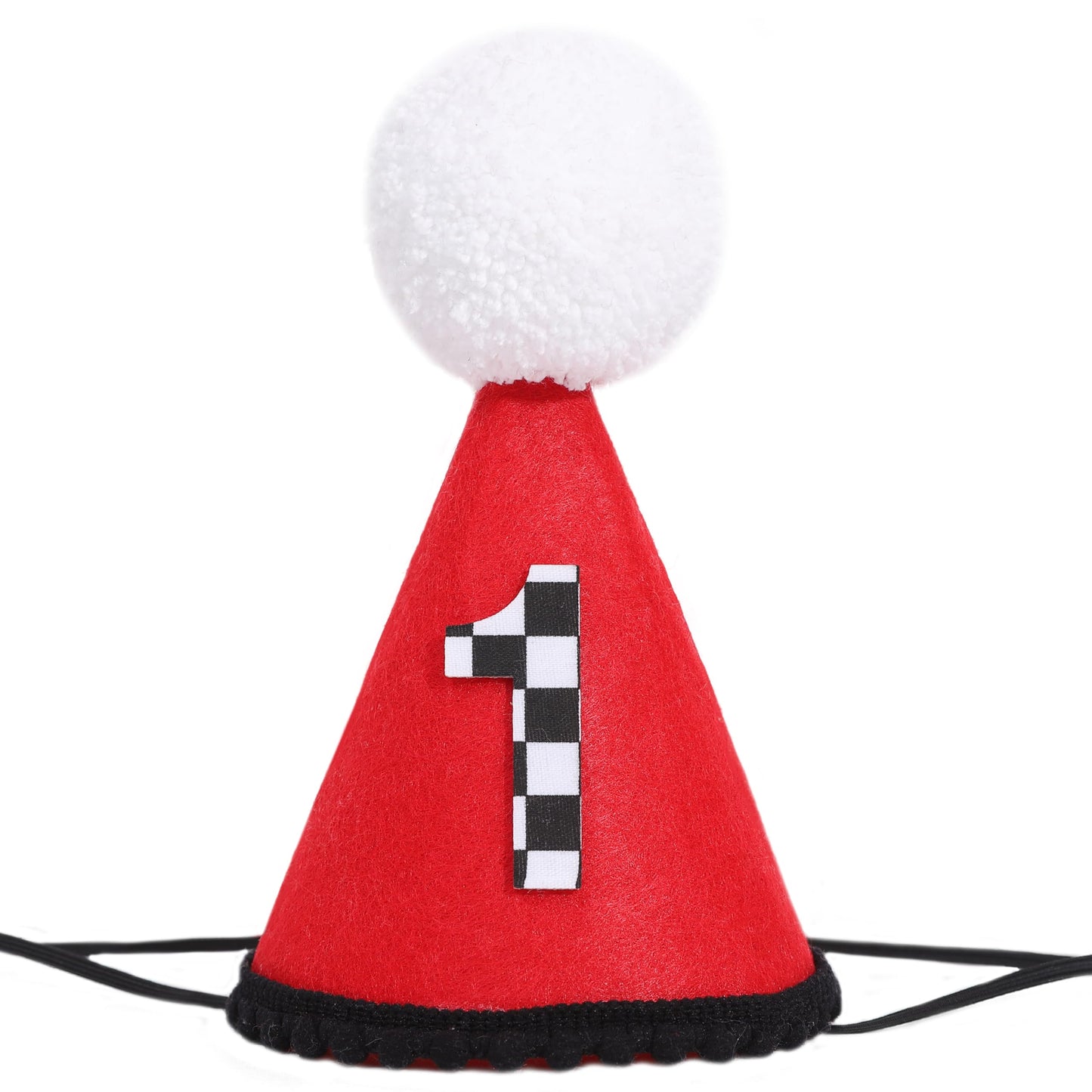 BEADED Fast One Party Birthday Hat - Racing Theme Birthday Decorations,Race Car Party Hat,Fast One Decor Cake Smash (red-3)